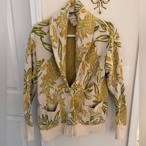 Anthropologie Maeve Pineapple Jacquard shawl collar cardigan